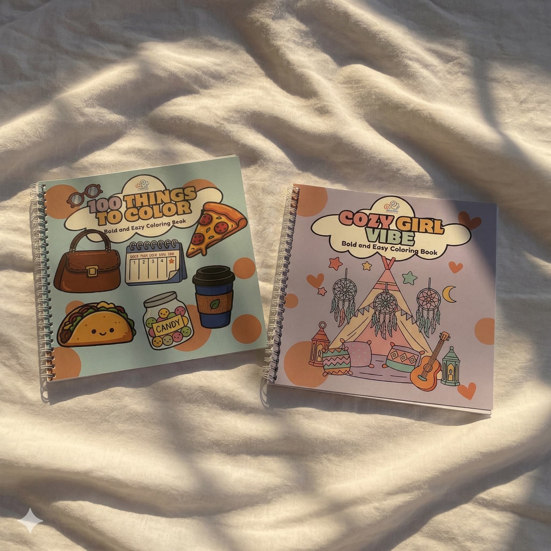 Cozy Escape Set - 100 Things to Color & Cozy Girl Vibe Bold and Easy Coloring Book