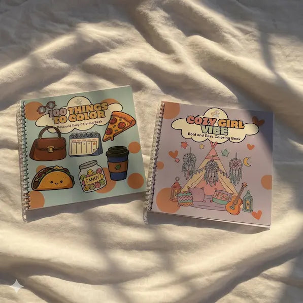 Cozy Escape Set - 100 Things to Color & Cozy Girl Vibe Bold and Easy Coloring Book